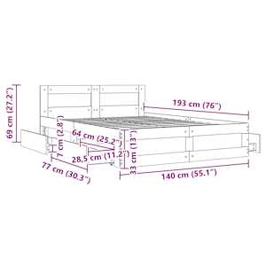 Rám postele s čelo 2 pcs Sonoma 137 x 188 cm kompozitní dřevo - obrázek 11