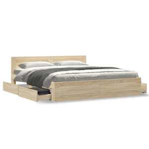 Rám postele s čelo 2 pcs Sonoma 193 x 203 cm kompozitní dřevo - obrázek 4