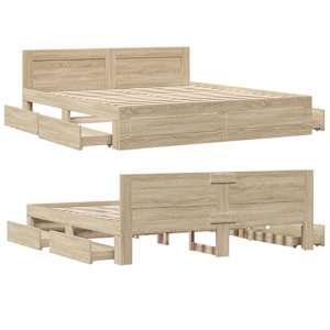 Rám postele s čelo 2 pcs Sonoma 193 x 203 cm kompozitní dřevo - obrázek 5
