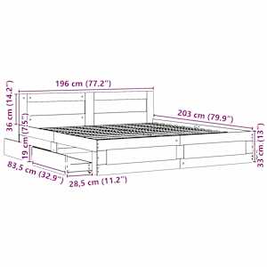 Rám postele s čelo 2 pcs Sonoma 193 x 203 cm kompozitní dřevo - obrázek 11
