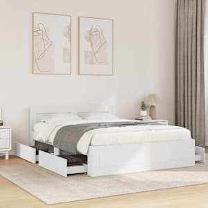 Konstrukcija postelje 2 pcs Bela 137 x 188 cm Konstruiran les
