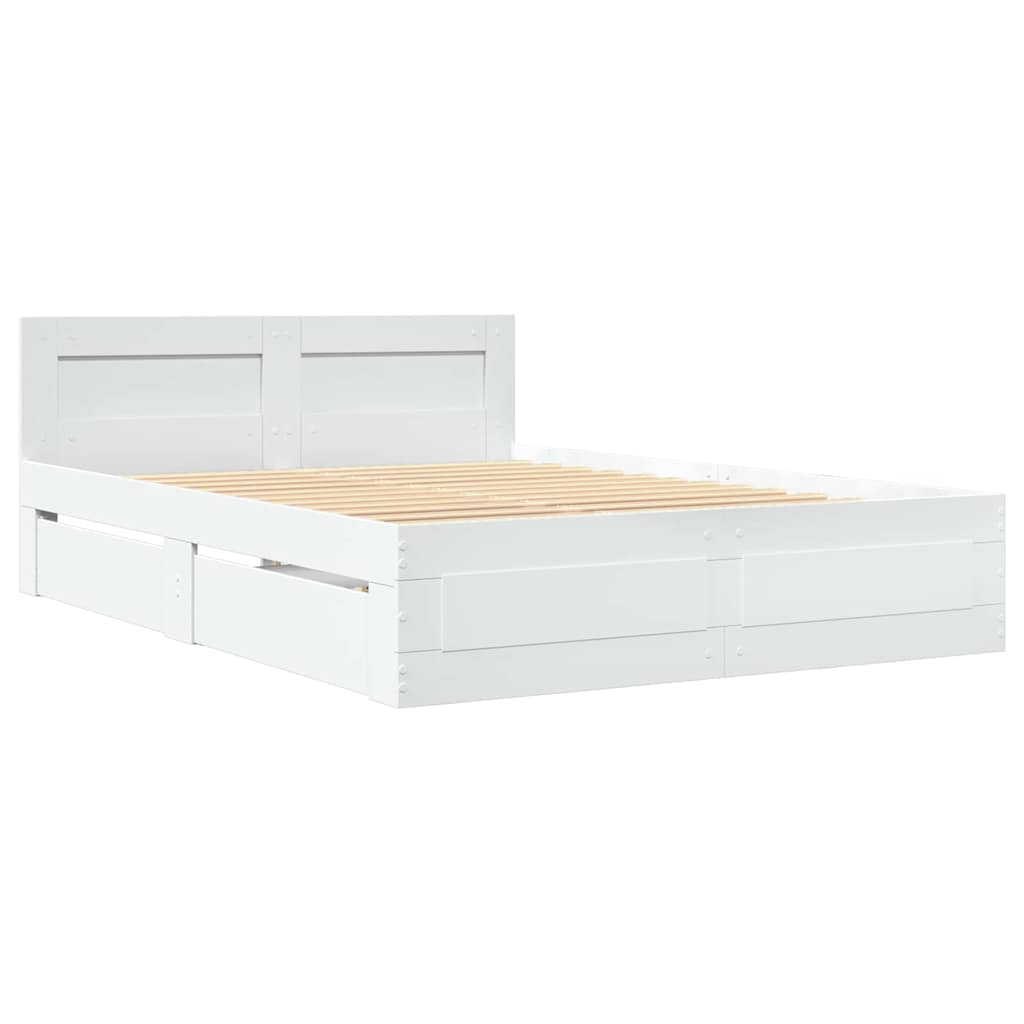 VidaXL Bedframe Met Hoofdeinde 2 Pcs Wit 137 X 188 Cm Bewerkt Hout