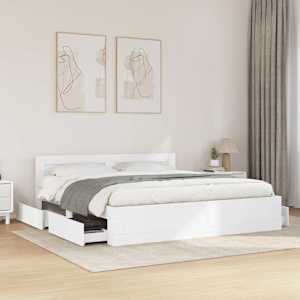 Konstrukcija postelje 2 pcs Bela 193 x 203 cm Konstruiran les