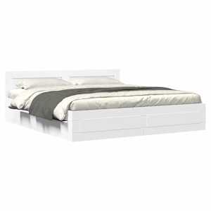 Rám postele s čelo 2 pcs Bílý 193 x 203 cm kompozitní dřevo - obrázek 3