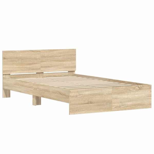 vidaXL Peatsiga voodiraam peaga Sonoma 137 x 190 cm Tehispuit