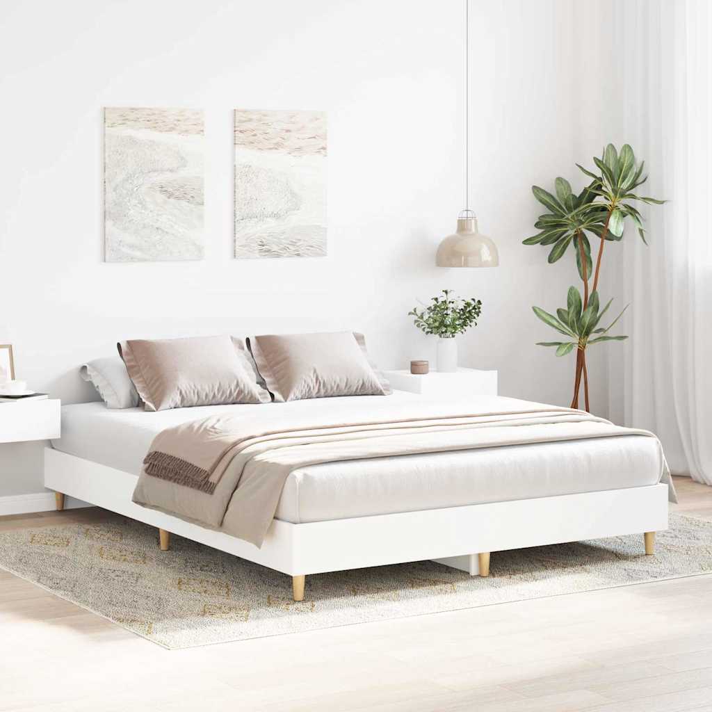 Sängyn runko 2 pcs Valkoinen 152 x 203 cm Tekninen puu
