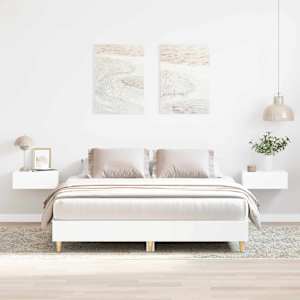 Rám postele 2 pcs Bílá 152 x 203 cm kompozitní dřevo - obrázek 4