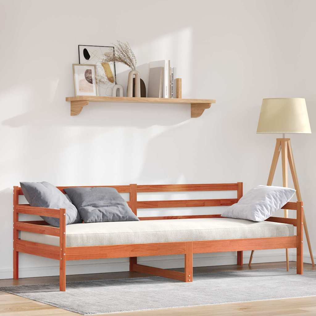 vidaXL Pat de zi cu headboard Maroniu cerat Lemn de pin masiv