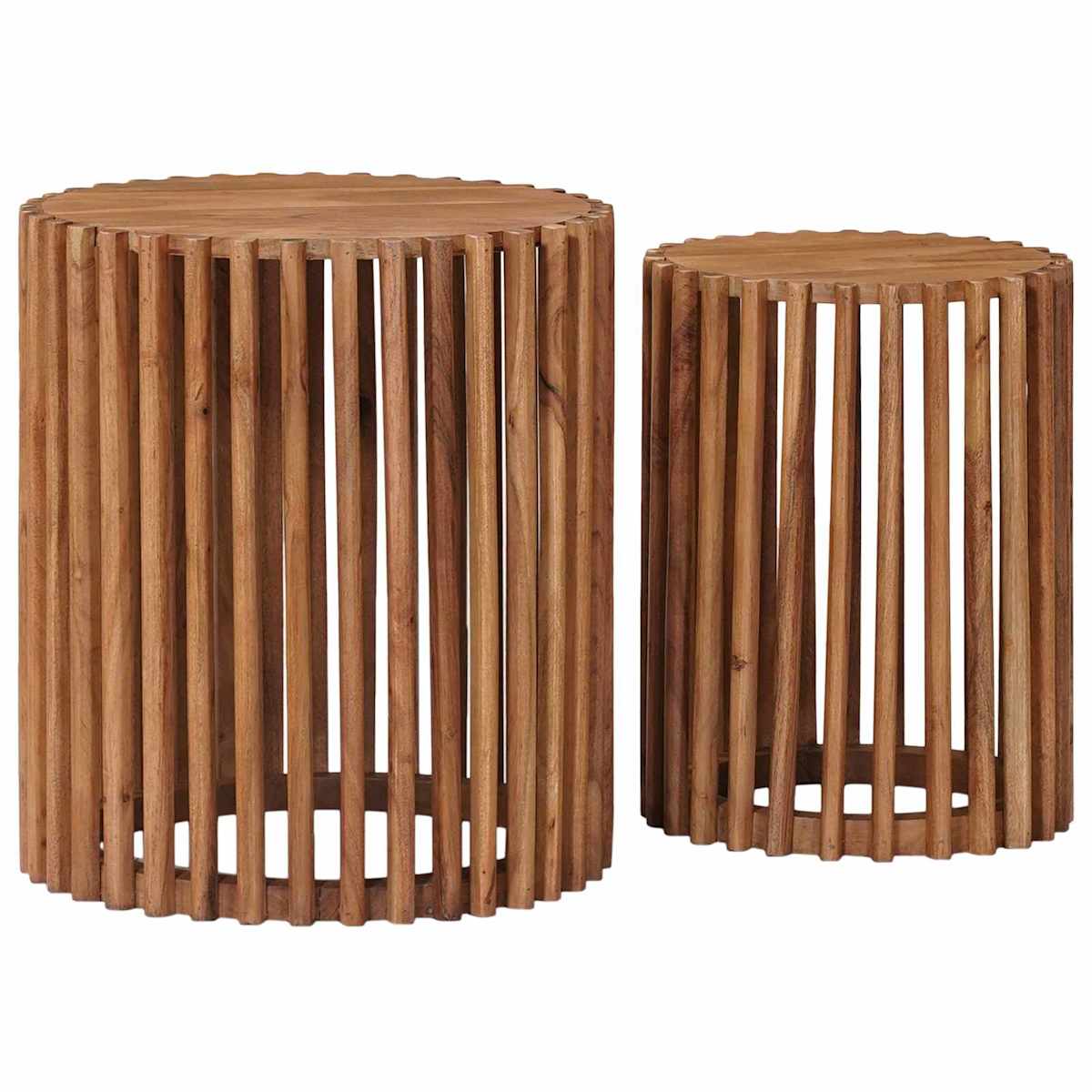 Håndlavet sidebord sæt 2 stk. Teakbrun 40 x 40 x 45 cm