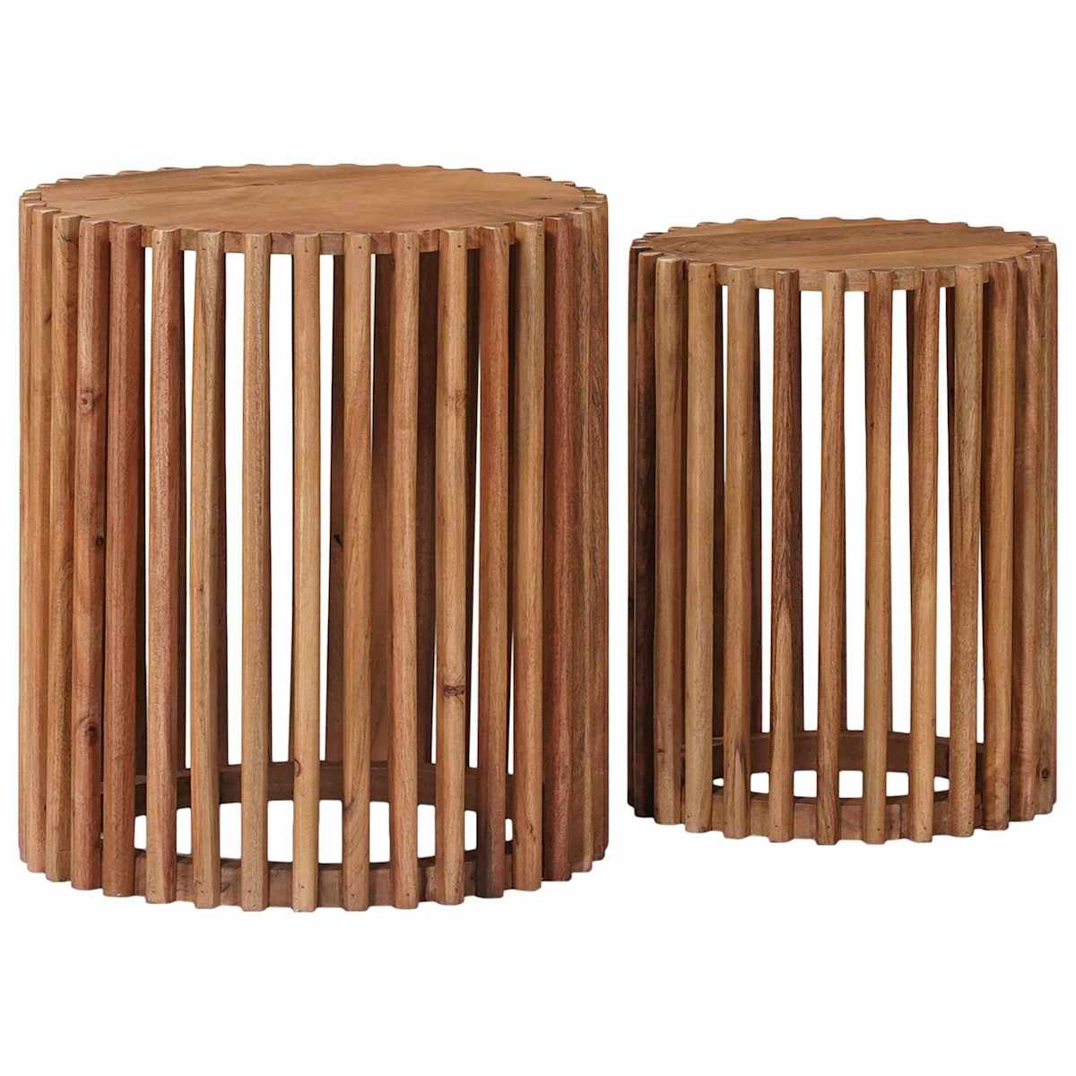 Håndlavet sidebord sæt 2 stk. Teakbrun 40 x 40 x 45 cm - Billede 3