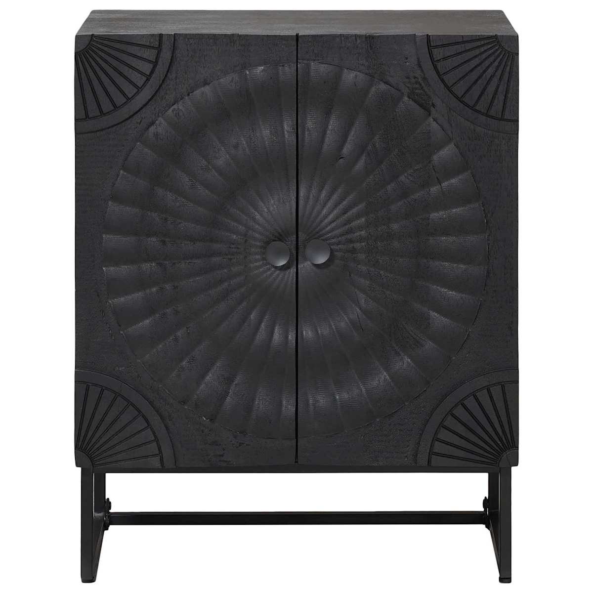 Sideboard Sort 55 x 30 x 70 cm Massivt Mango Træ og Ingeniørtræ - Billede 5