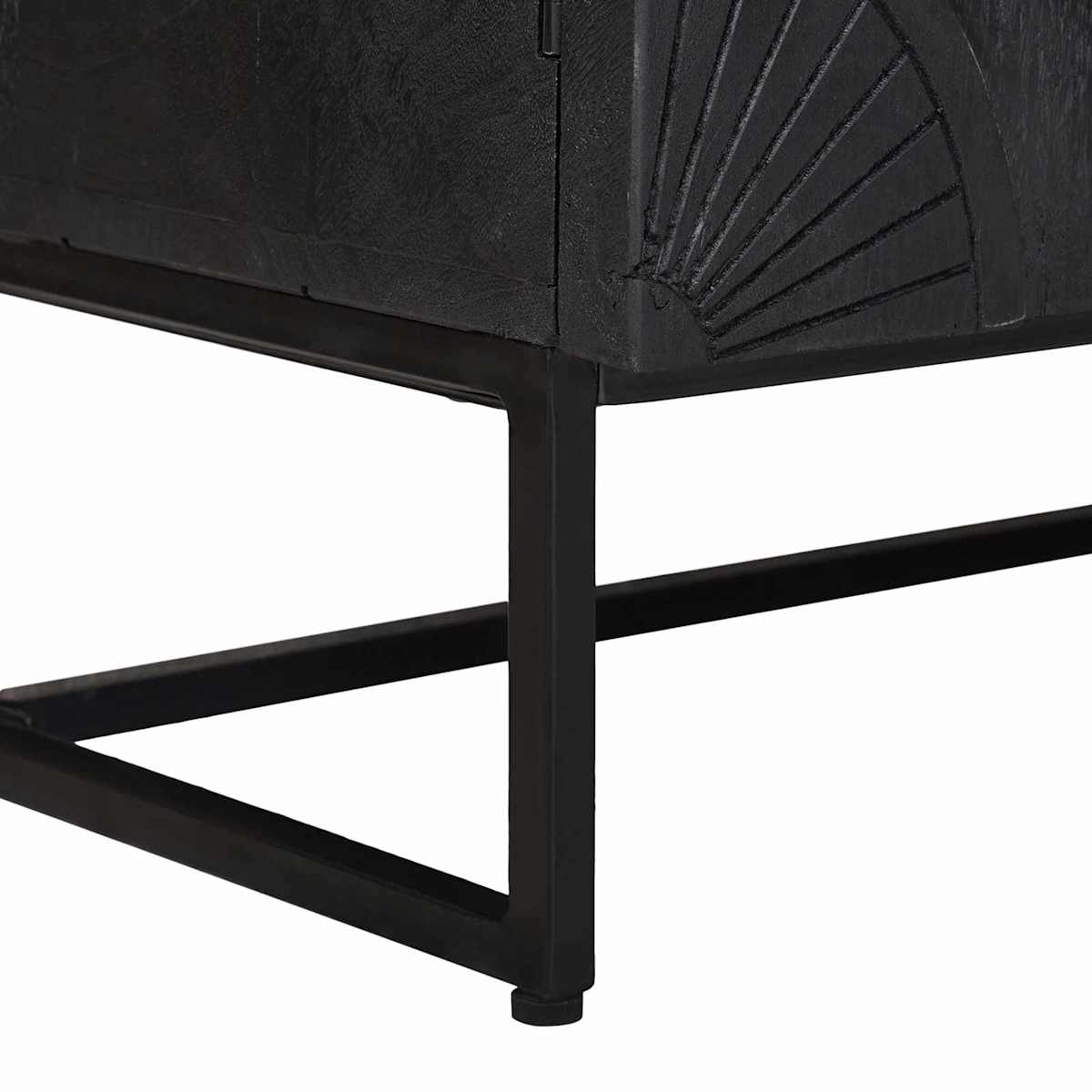Highboard Sort 55 x 30 x 95 cm Massivt Mango Træ og Ingeniørtræ - Billede 10