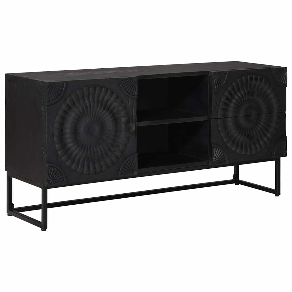 TV-skab Sort 105 x 30 x 54 cm Massivt Mango Træ og Ingeniørtræ