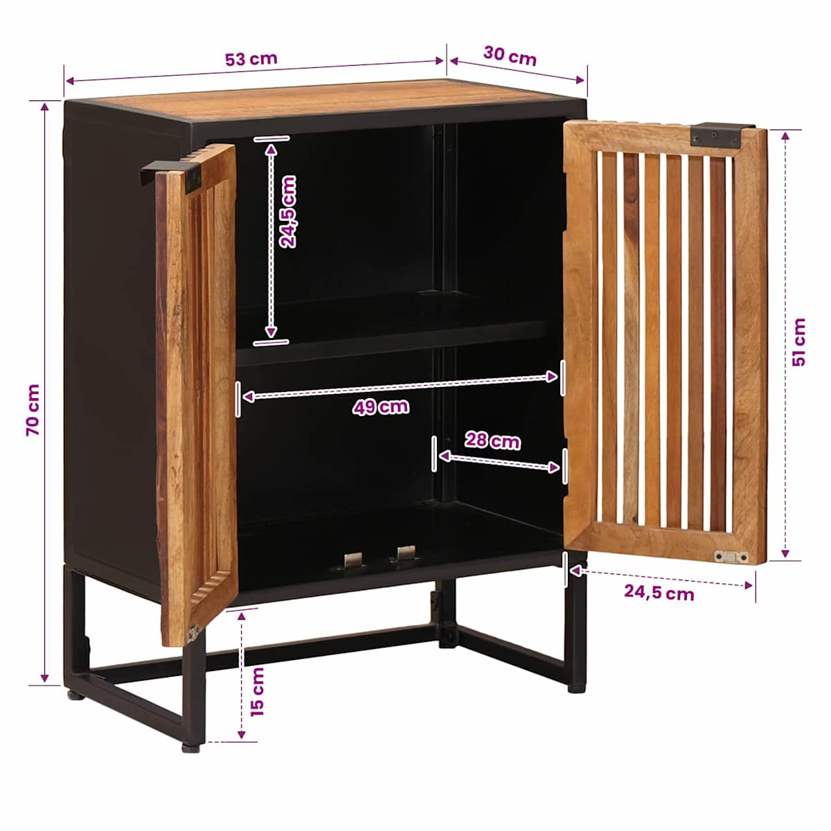 Sideboard 53 x 30 x 70 cm Massivt Mango Træ og Ingeniørtræ - Billede 11