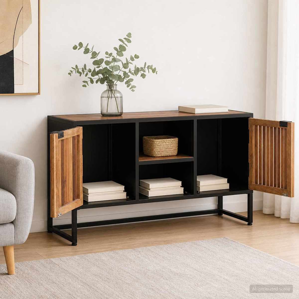 Sideboard 105 x 30 x 55 cm Massivt Mango Træ og Ingeniørtræ