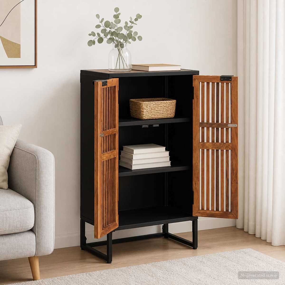 Highboard 53 x 30 x 95 cm Massivt Mango Træ og Ingeniørtræ