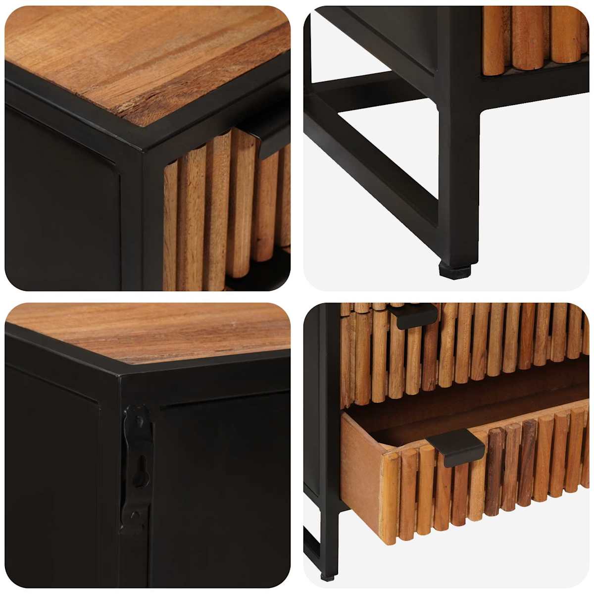 Skuffeskab 75 x 30 x 54 cm Massivt Mango Træ og Ingeniørtræ - Billede 9