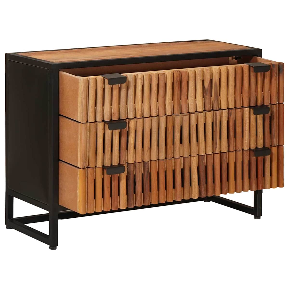 Skuffeskab 75 x 30 x 54 cm Massivt Mango Træ og Ingeniørtræ - Billede 5