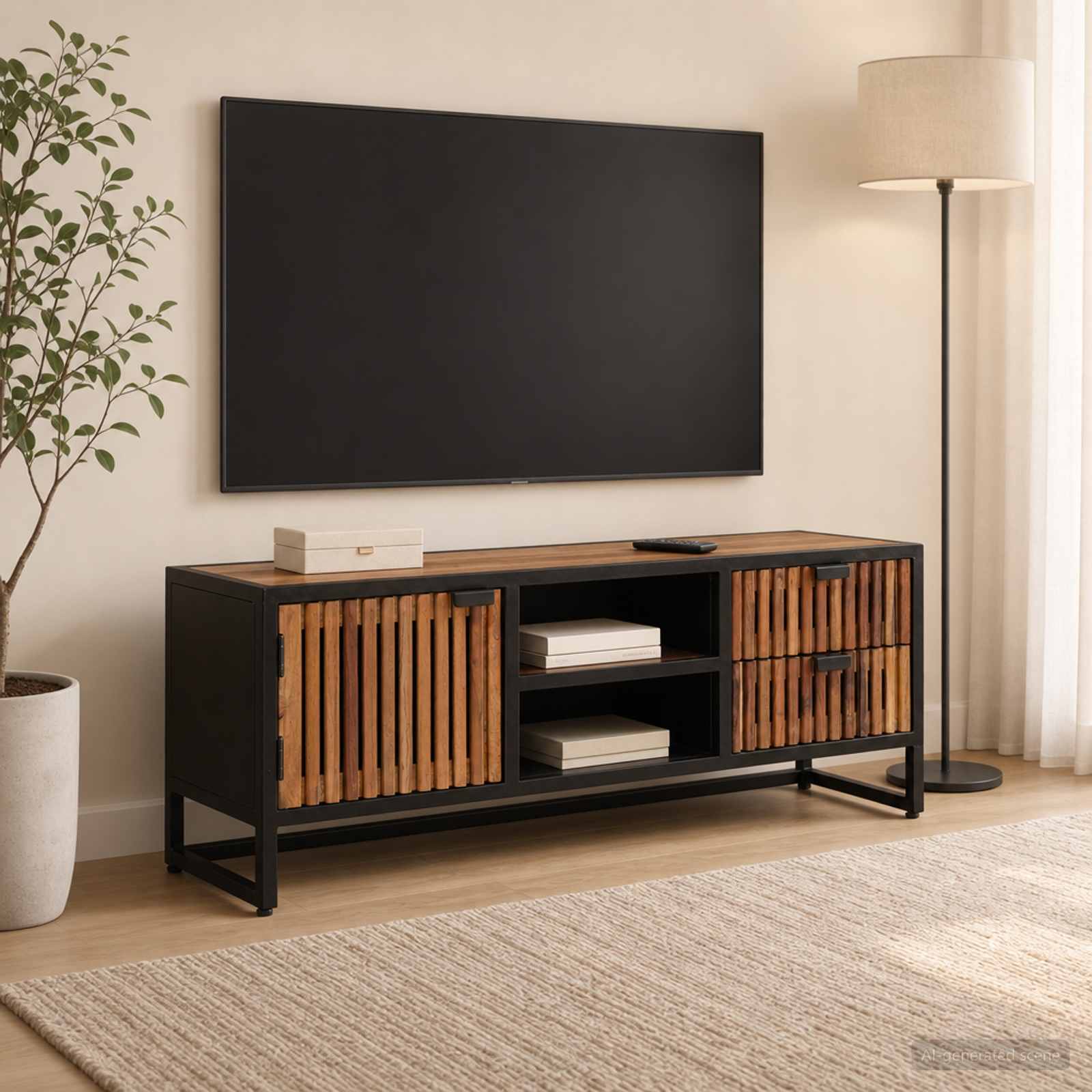 TV-kast 105 x 30 x 40 cm Massief Mango Hout en Geengineerd Hout image 1