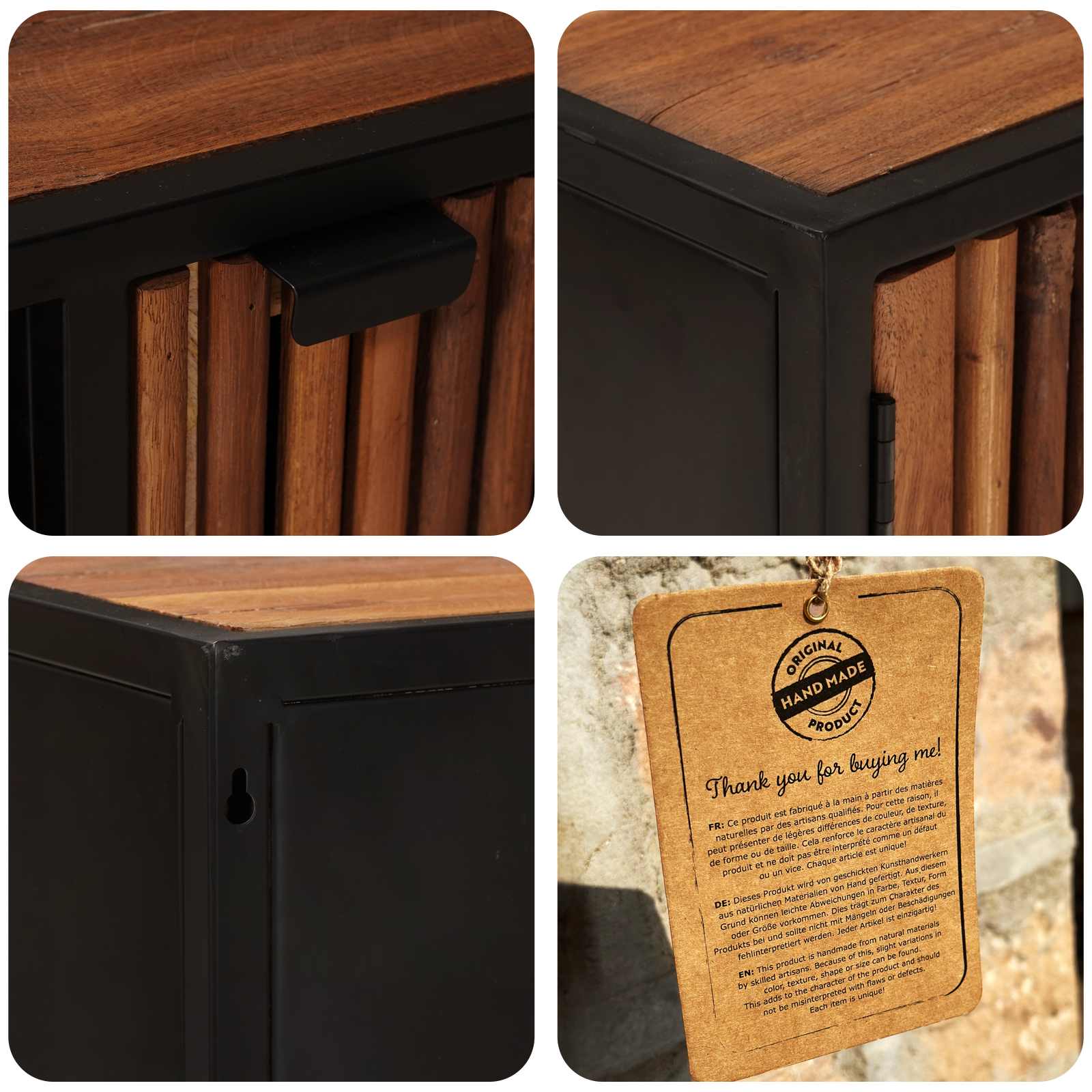 TV-kast 105 x 30 x 35 cm Massief Mango Hout en Geengineerd Hout image 8