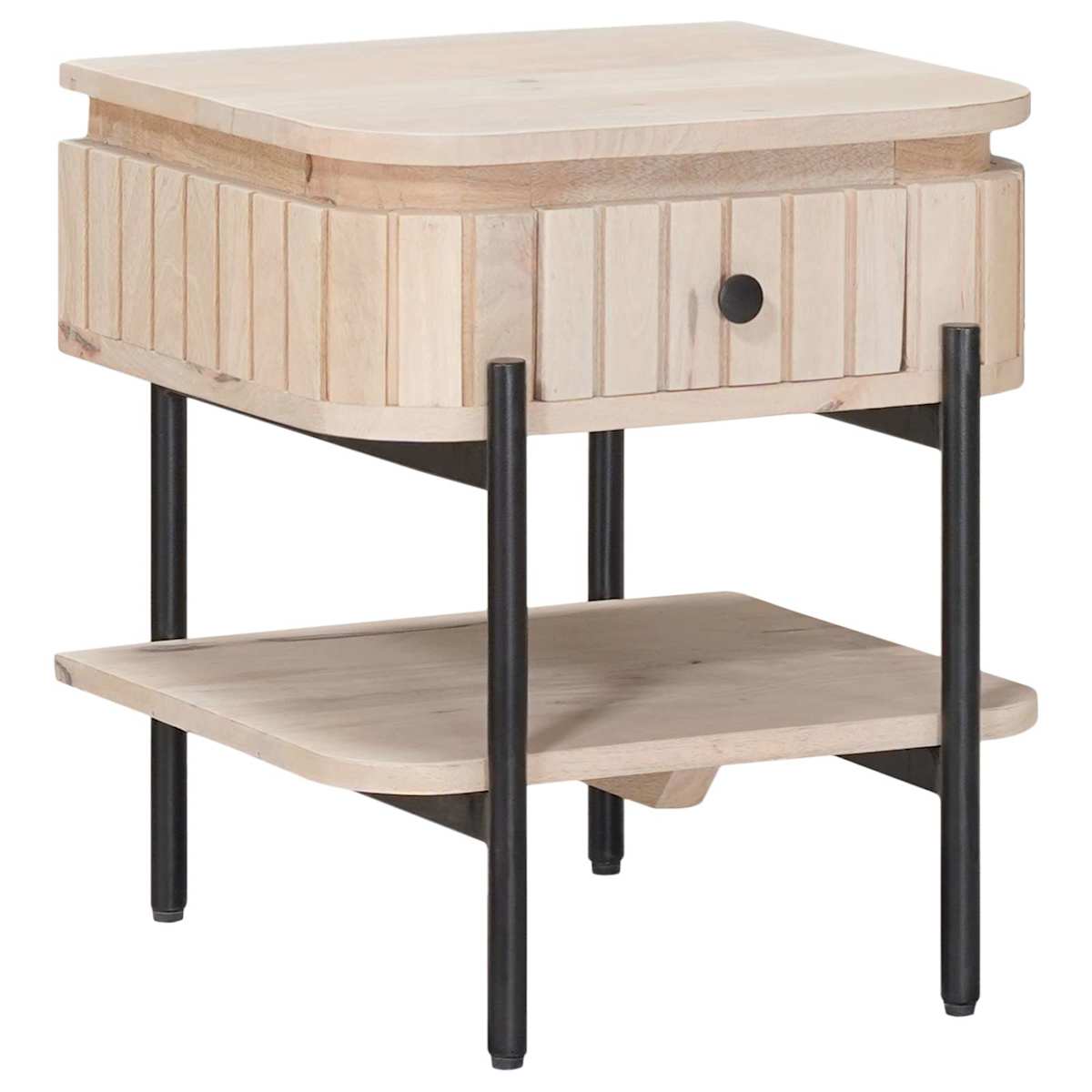 Håndlavet natbord Hvid 40 x 35 x 45 cm Massivt mangotræ - Billede 3