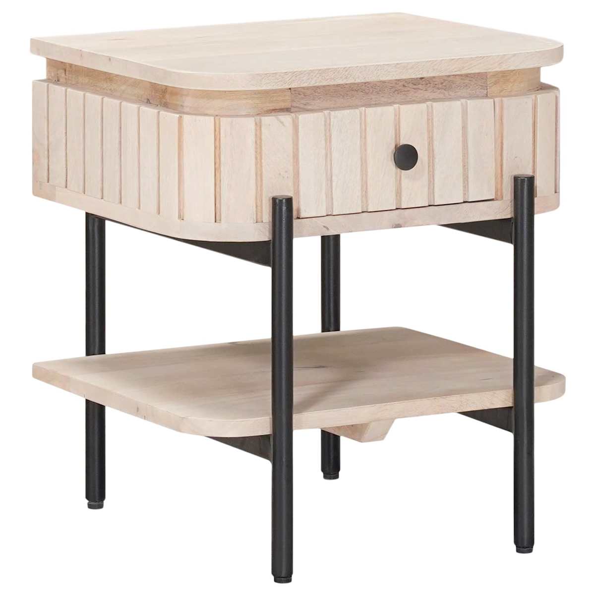 Håndlavet natbord Hvid 40 x 35 x 45 cm Massivt mangotræ - Billede 4