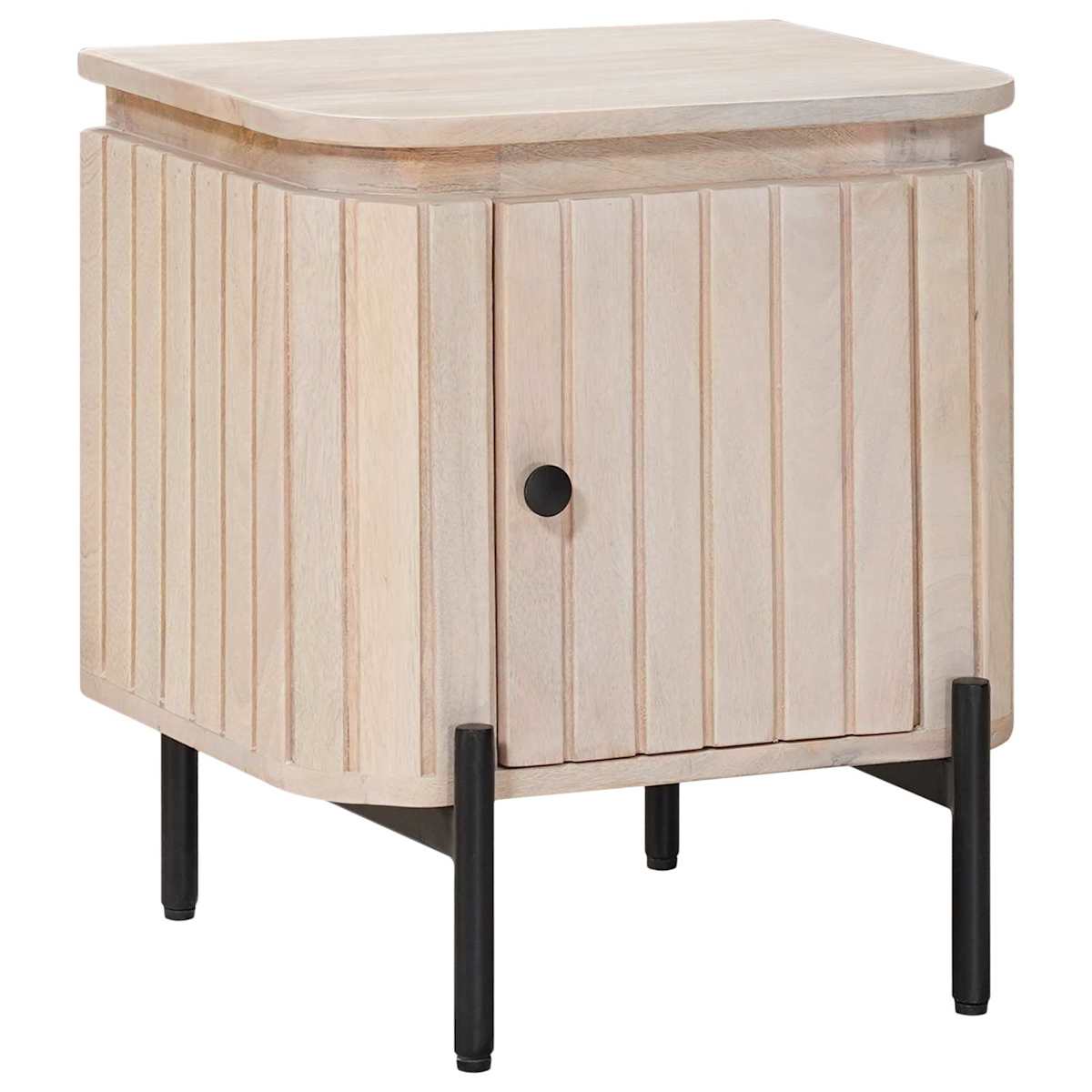 Håndlavet natbord Hvid 40 x 30 x 45 cm Massivt mangotræ - Billede 4