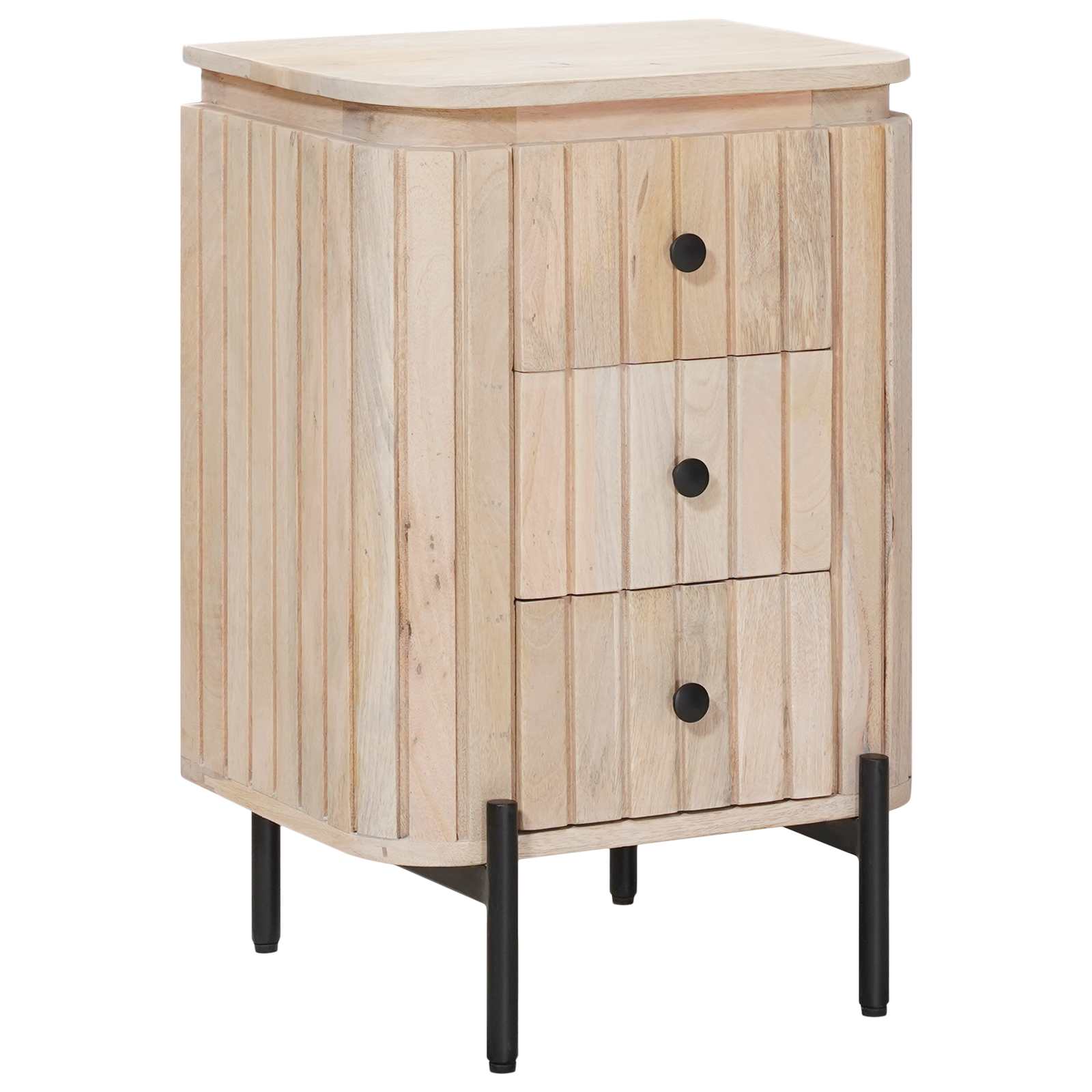 Handgemaakt nachtkastje Wit 40 x 30 x 60 cm Massief Mango Hout image 1