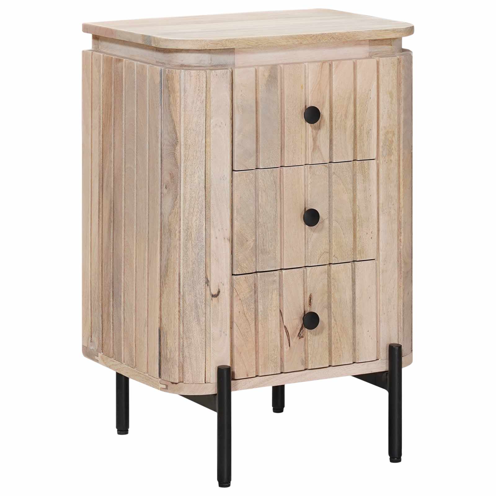 Handgemaakt nachtkastje Wit 40 x 30 x 60 cm Massief Mango Hout image 3