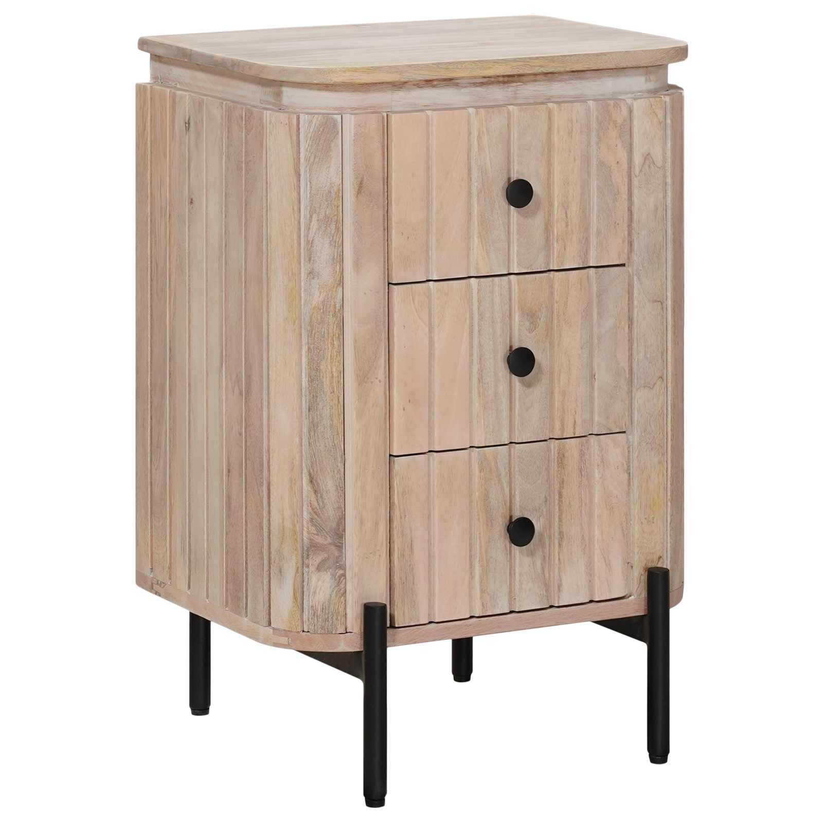 Handgemaakt nachtkastje Wit 40 x 30 x 60 cm Massief Mango Hout image 4