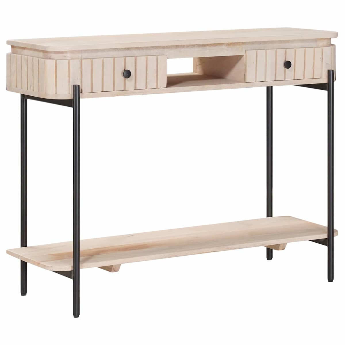 Håndlavet endebord Hvid 100 x 30 x 76 cm Massivt mangotræ - Billede 3