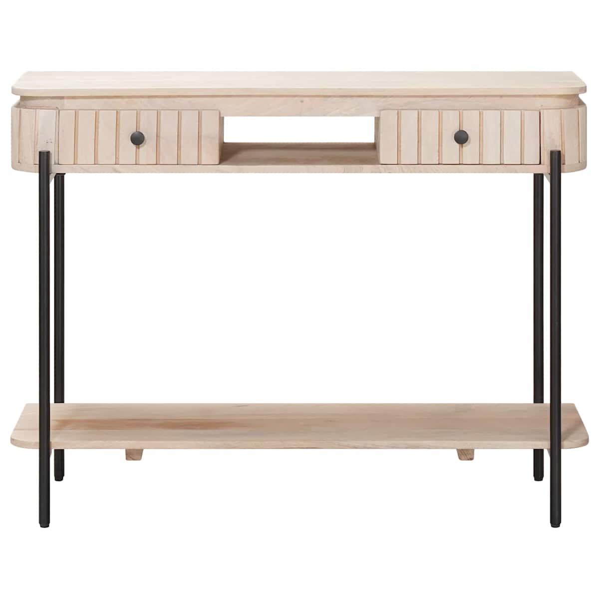 Håndlavet endebord Hvid 100 x 30 x 76 cm Massivt mangotræ - Billede 5