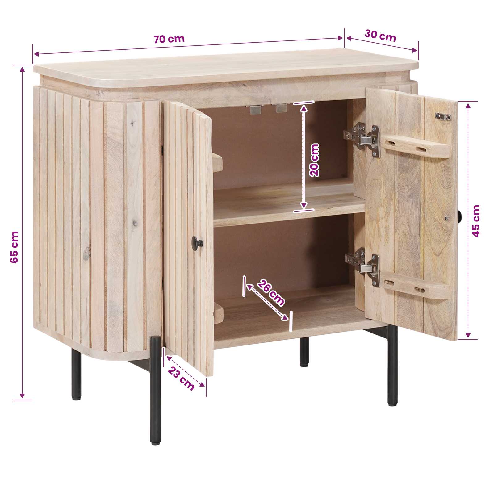 Dressoir 70 x 30 x 65 cm Massief Mango Hout en Geengineerd Hout image 13