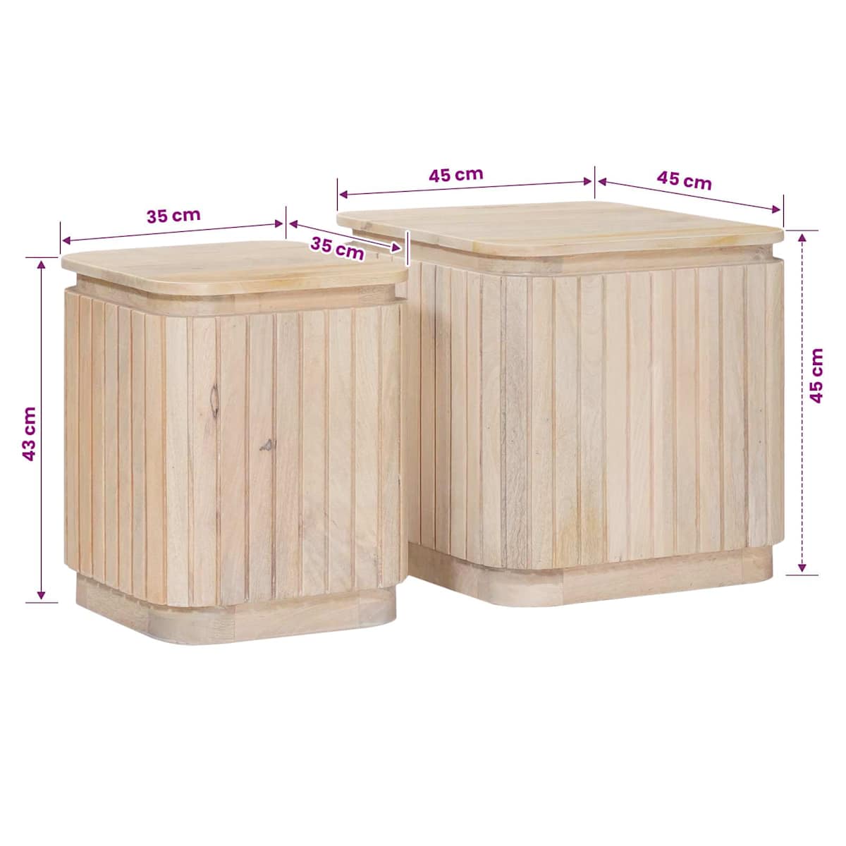 Håndlavet sidebord sæt 2 stk. Hvid 45 x 45 x 45 cm - Billede 10