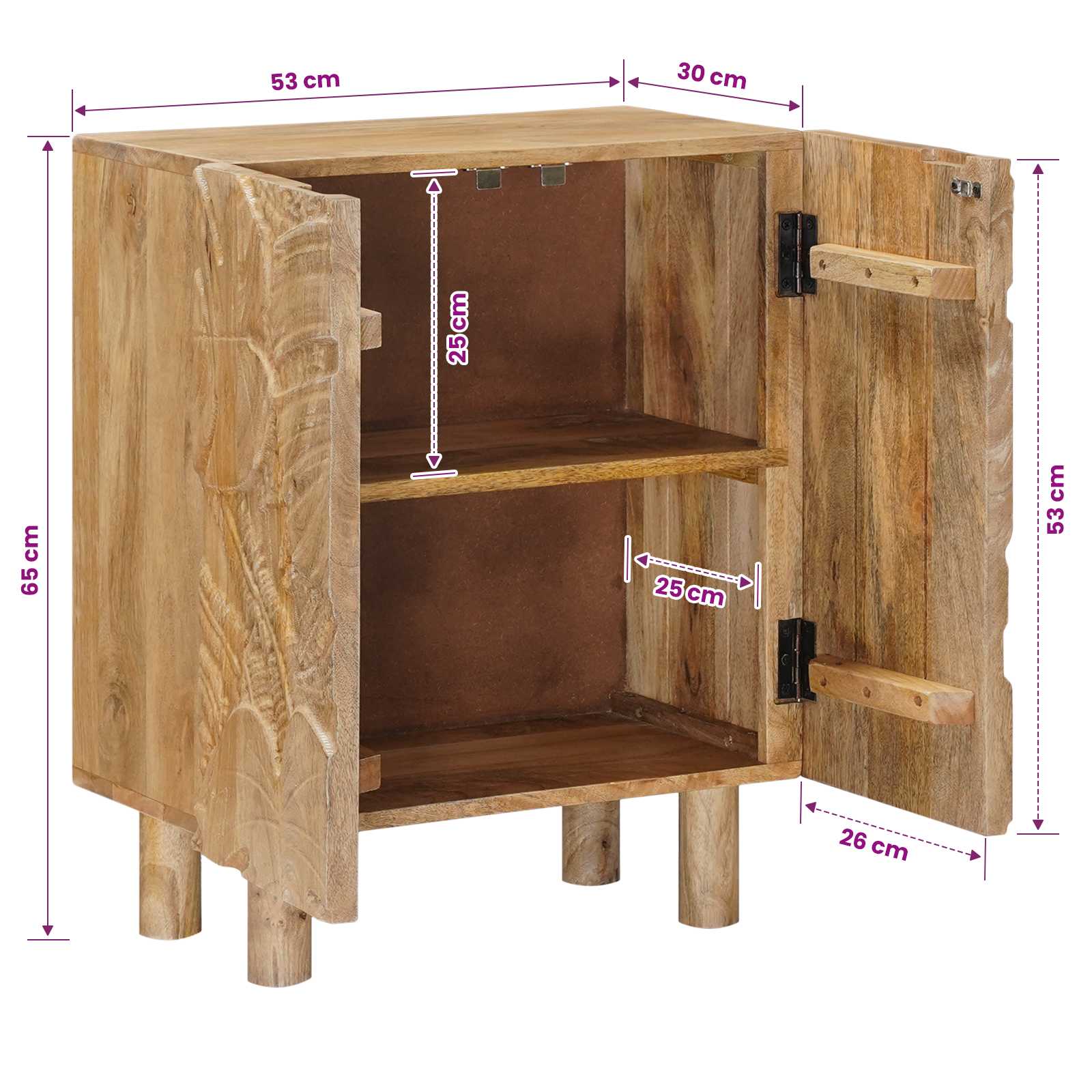 Dressoir 53 x 30 x 65 cm Massief Mango Hout en Geengineerd Hout image 12