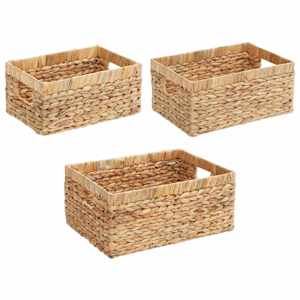 Úložné koše 3 pcs Přírodní 40 x 30 x 18 cm Vodní hyacint - obrázek 5