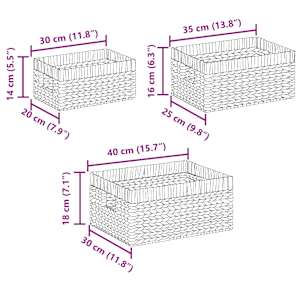 Úložné koše 3 pcs Přírodní 40 x 30 x 18 cm Vodní hyacint - obrázek 10