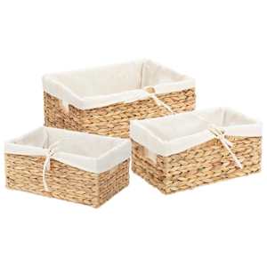 Úložné koše 3 pcs Přírodní 40 x 30 x 18 cm Vodní hyacint - obrázek 2