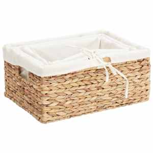 Úložné koše 3 pcs Přírodní 40 x 30 x 18 cm Vodní hyacint - obrázek 4