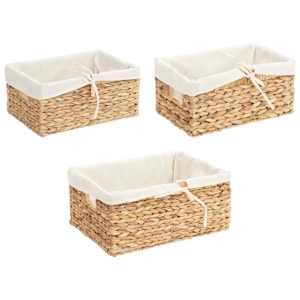 Úložné koše 3 pcs Přírodní 40 x 30 x 18 cm Vodní hyacint - obrázek 5
