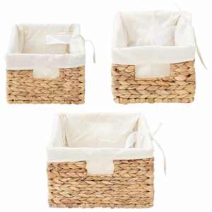 Úložné koše 3 pcs Přírodní 40 x 30 x 18 cm Vodní hyacint - obrázek 6