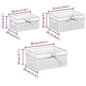 Úložné koše 3 pcs Přírodní 40 x 30 x 18 cm Vodní hyacint - obrázek 10