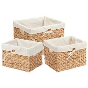 Úložné koše 3 pcs Přírodní 35 x 30 x 25 cm Vodní hyacint - obrázek 2