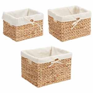 Úložné koše 3 pcs Přírodní 35 x 30 x 25 cm Vodní hyacint - obrázek 5