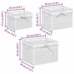 Úložné koše 3 pcs Přírodní 35 x 30 x 25 cm Vodní hyacint - obrázek 10