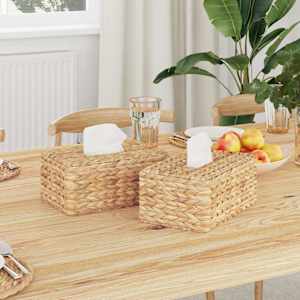 Pokrovi za škatlo za robčke 2 pcs Vodna hijacinta Naravna