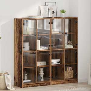Vysoký bufet 2 pcs Staré dřevo 68 x 37 x 142 cm - obrázek 1