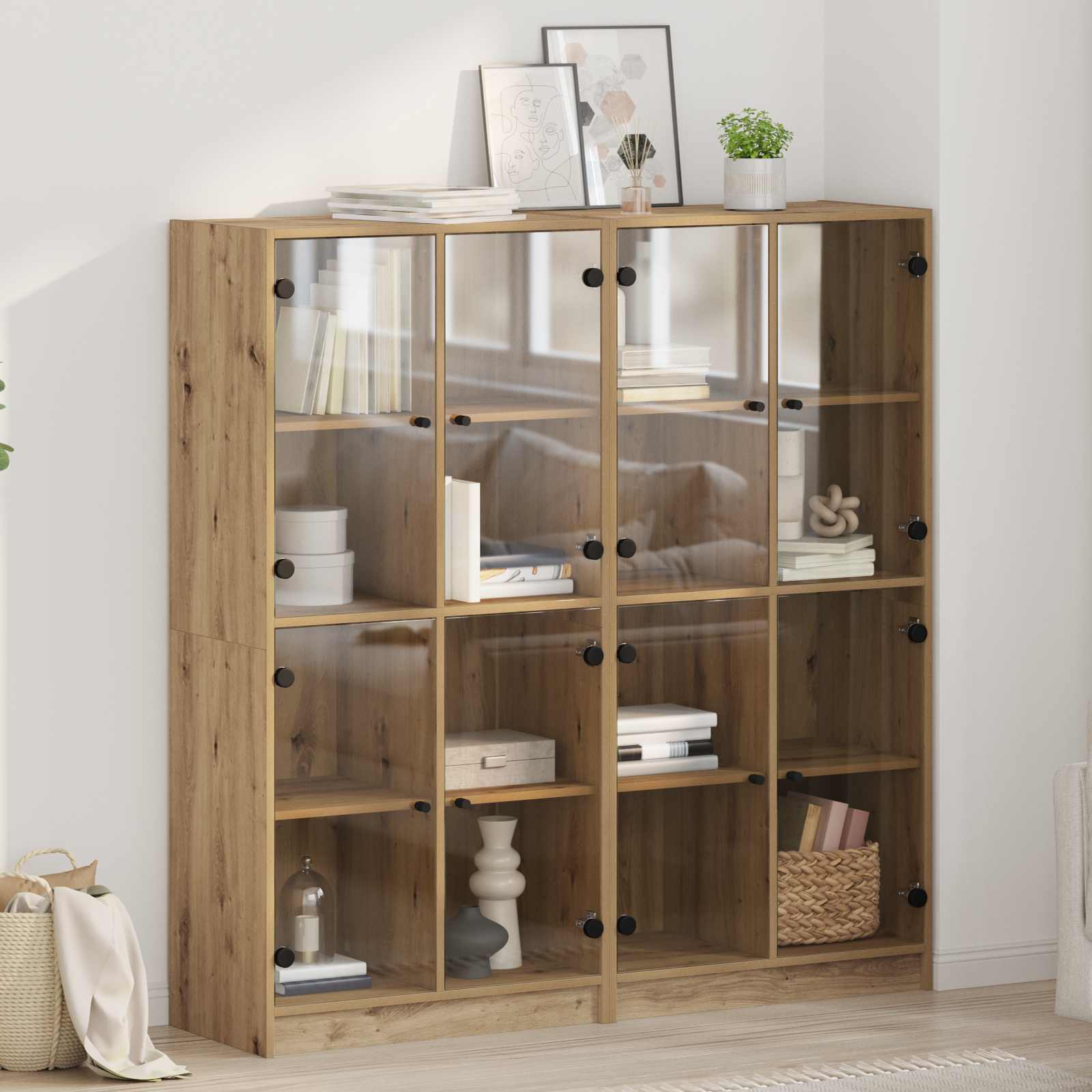 vidaXL Bufet 2 pcs Stejar Artizanal 68 x 37 x 142 cm Lemn compozit
