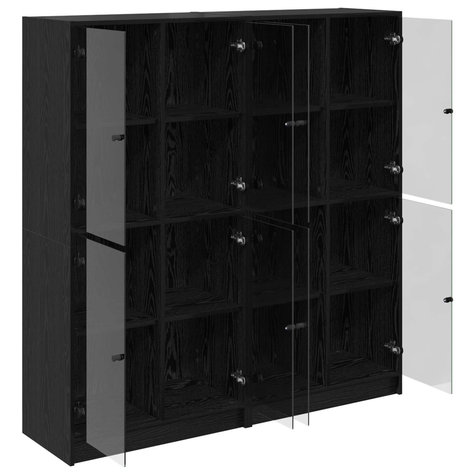 Vysoký bufet 2 pcs Černý dub 68 x 37 x 142 cm kompozitní dřevo3402646