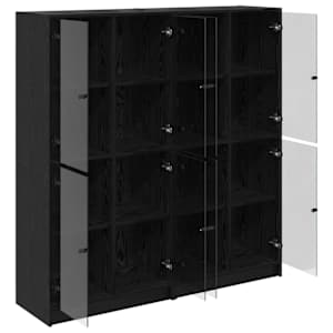 Vysoký bufet 2 pcs Černý dub 68 x 37 x 142 cm kompozitní dřevo - obrázek 5